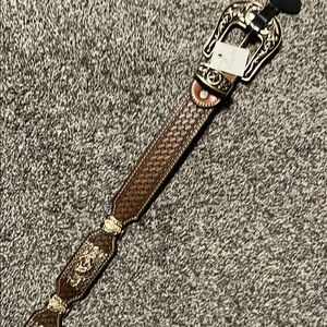 Brown Leather Belt with Silver Accents